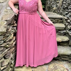 Kennedy Blue Brand Bridemaids Gown. Color-Rosewood. Three gowns available.